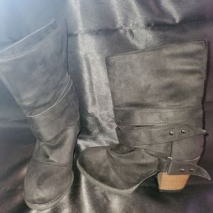Black Heeled Boots - Size 37 Euro/6.5